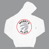 Brantford, Business, Fat Dave, Hoodie, Logo, Manny's Place, White