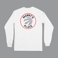 Brantford, Business, Fat Dave, Logo, Long Sleeve T-Shirt, Manny's Place, White