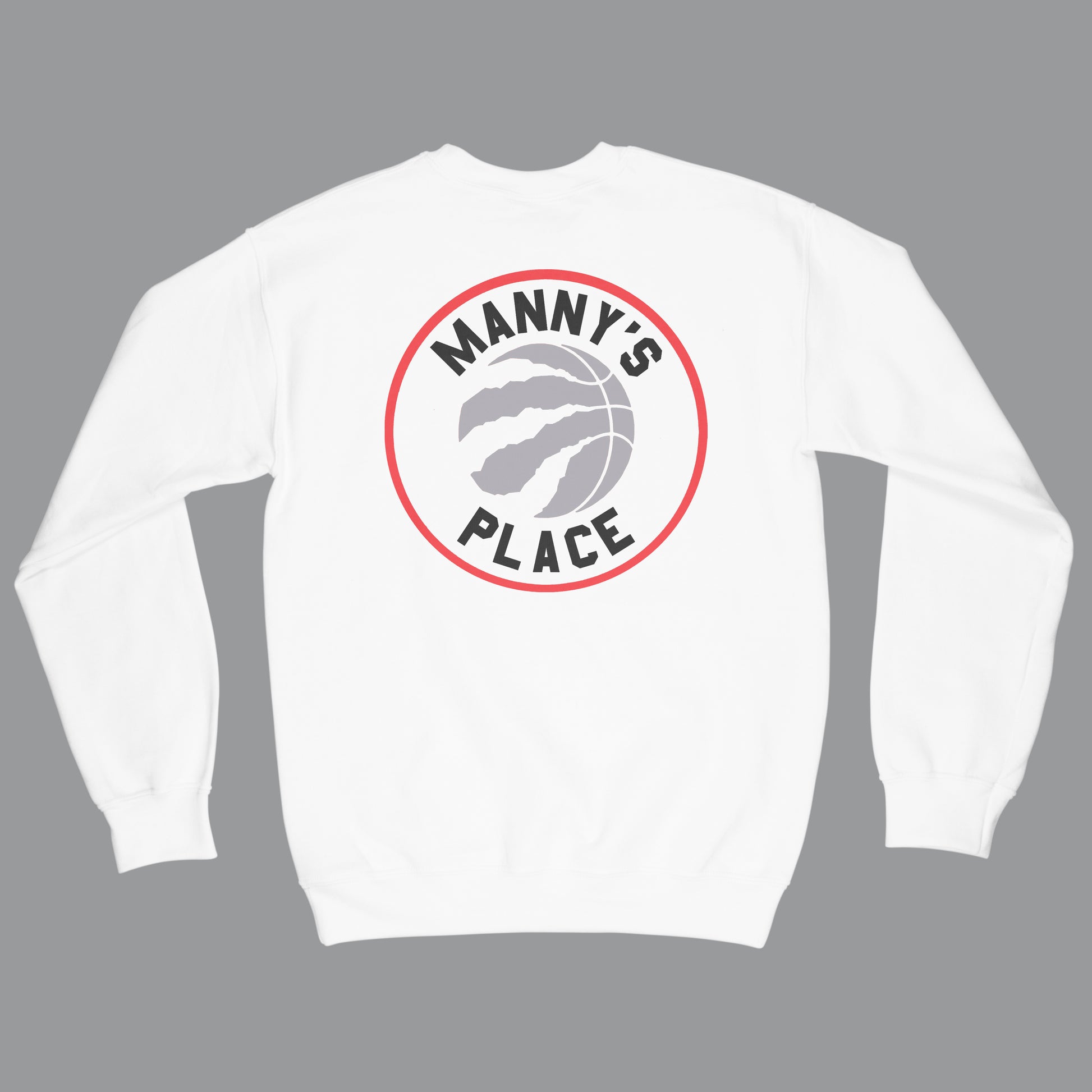 Brantford, Business, Fat Dave, Logo, Manny's Place, Sweatshirt, White