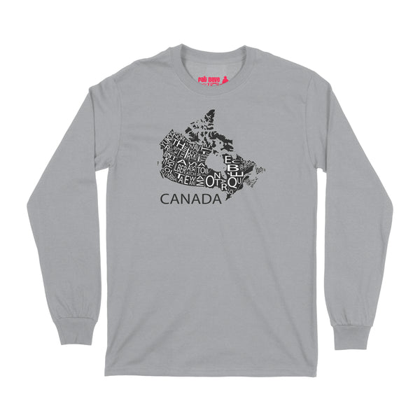 All Over The Map Studios Canada Long Sleeve T-Shirt Small Sport Grey / Black