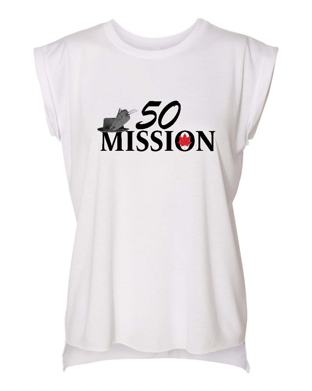 50 Mission band logo Women’s Flowy Rolled Cuffs Muscle Tee
