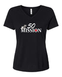 50 Mission band logo Ladies V-Neck Shirt