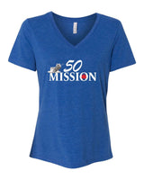 50 Mission band logo Ladies V-Neck Shirt