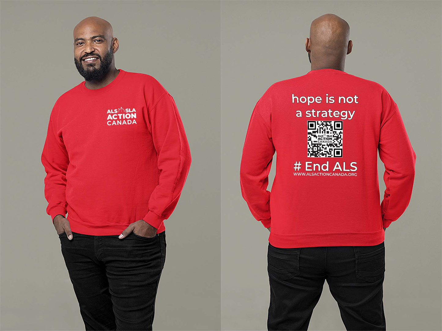ALS Action Canada Hope is Not a Strategy Sweatshirt Small Red