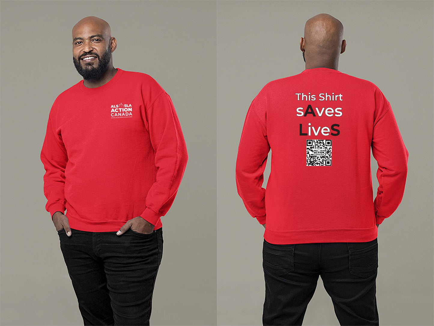 ALS Action Canada Saves Lives Sweatshirt Small Red