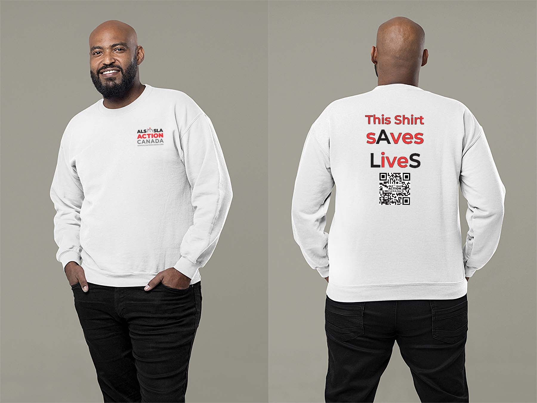 ALS Action Canada Saves Lives Sweatshirt Small White