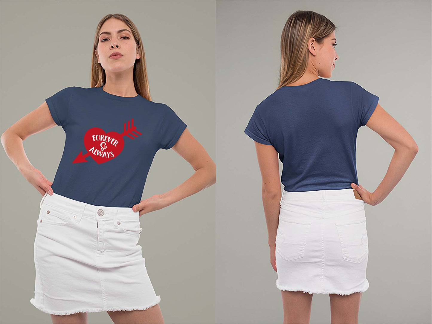 Fat Dave Forever & Always Ladies Crew (Round) Neck Shirt Small Navy
