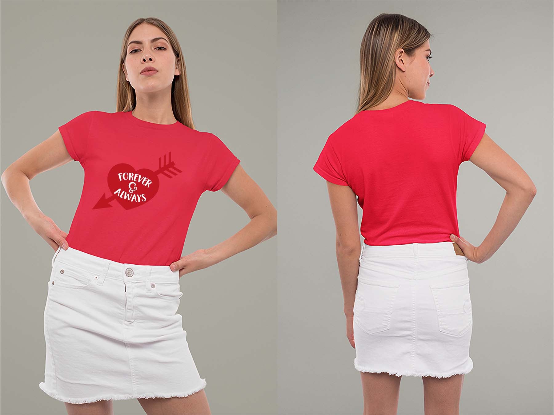 Fat Dave Forever & Always Ladies Crew (Round) Neck Shirt Small Red