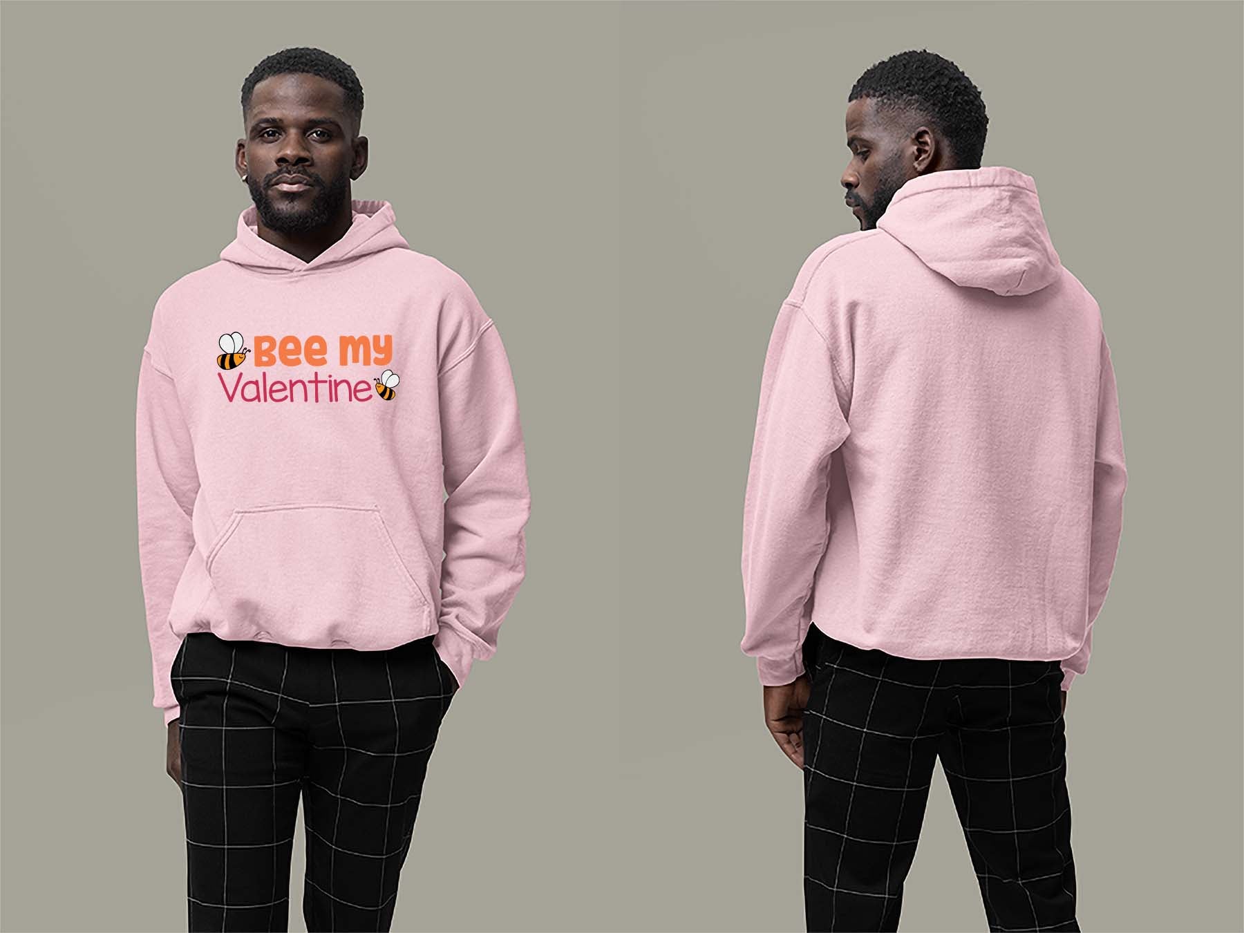 Fat Dave Bee My Valentine Hoodie Small Light Pink