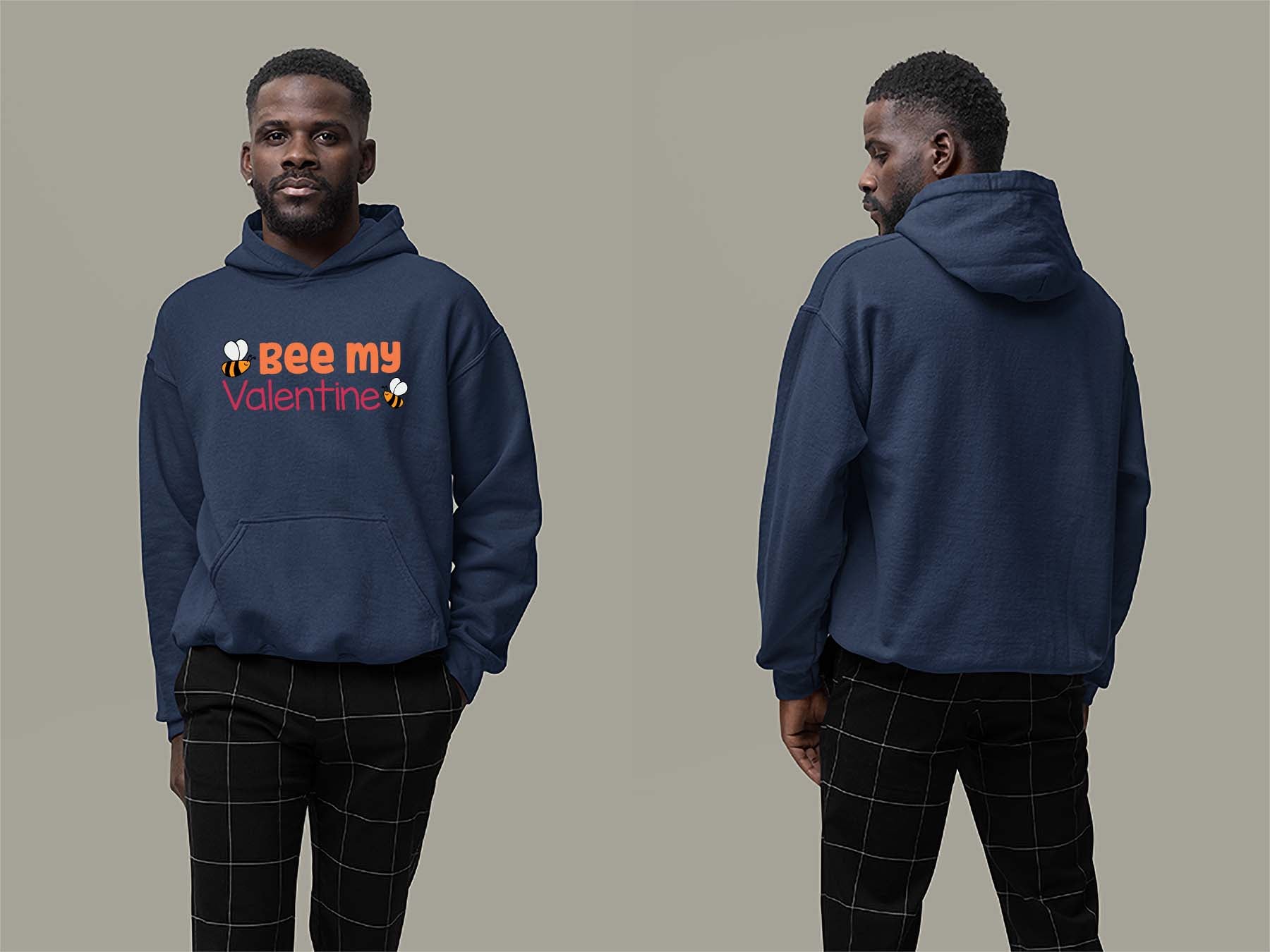 Fat Dave Bee My Valentine Hoodie Small Navy