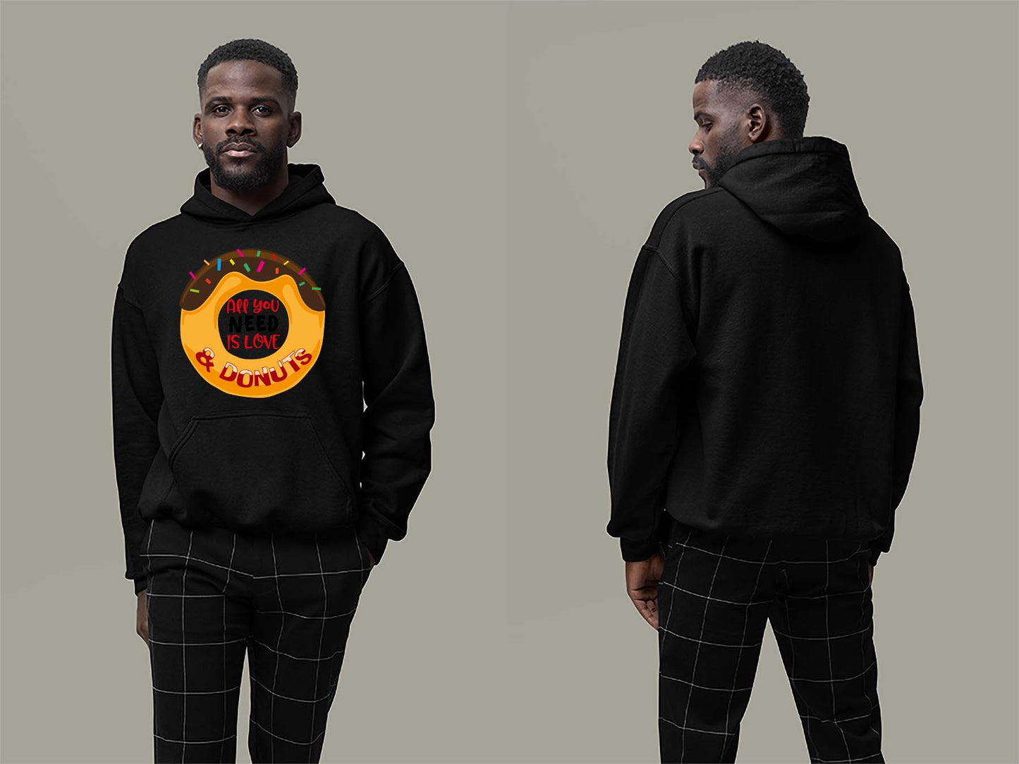 Fat Dave Love and Donuts Hoodie Small Black