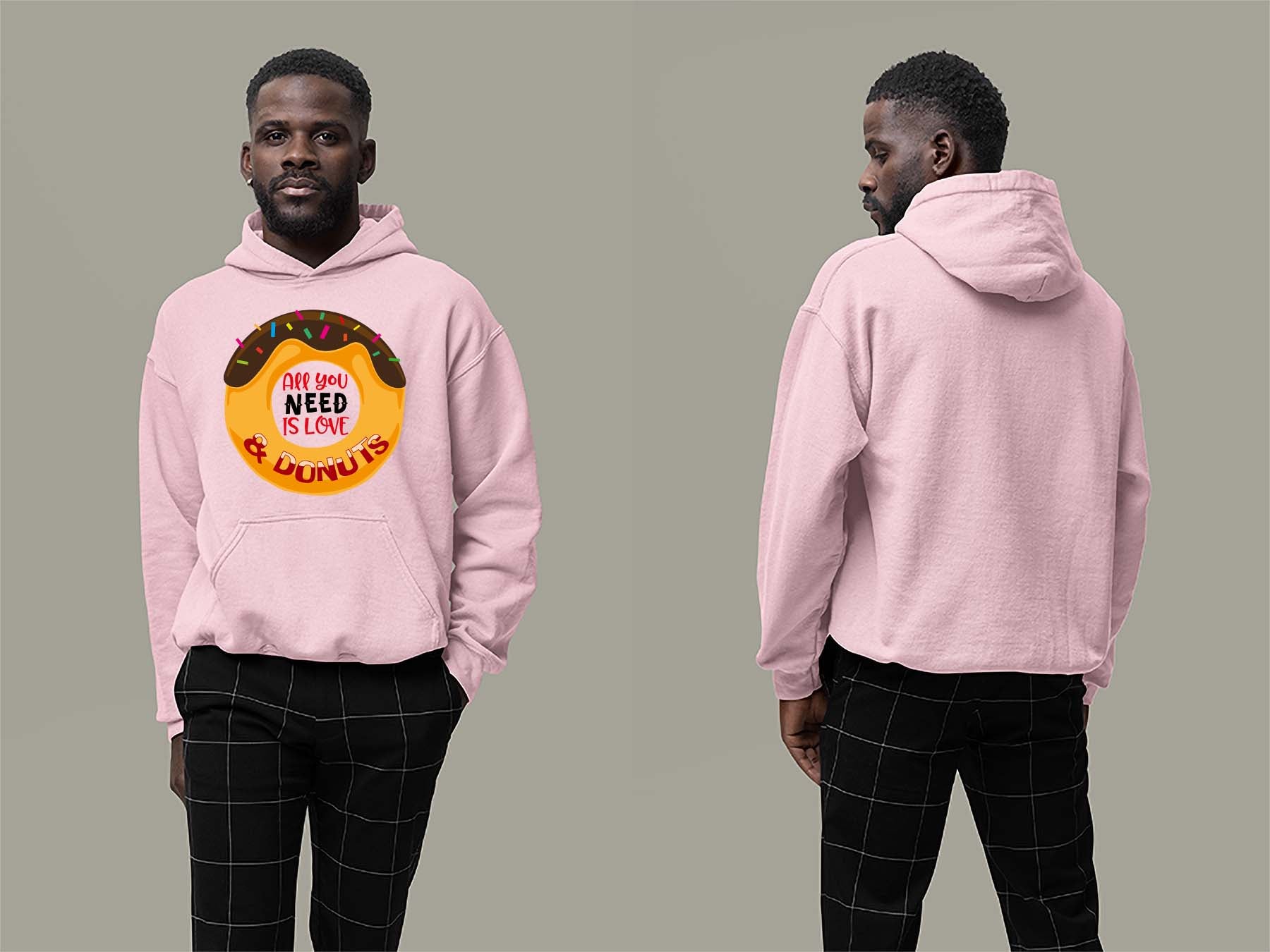 Fat Dave Love and Donuts Hoodie Small Light Pink