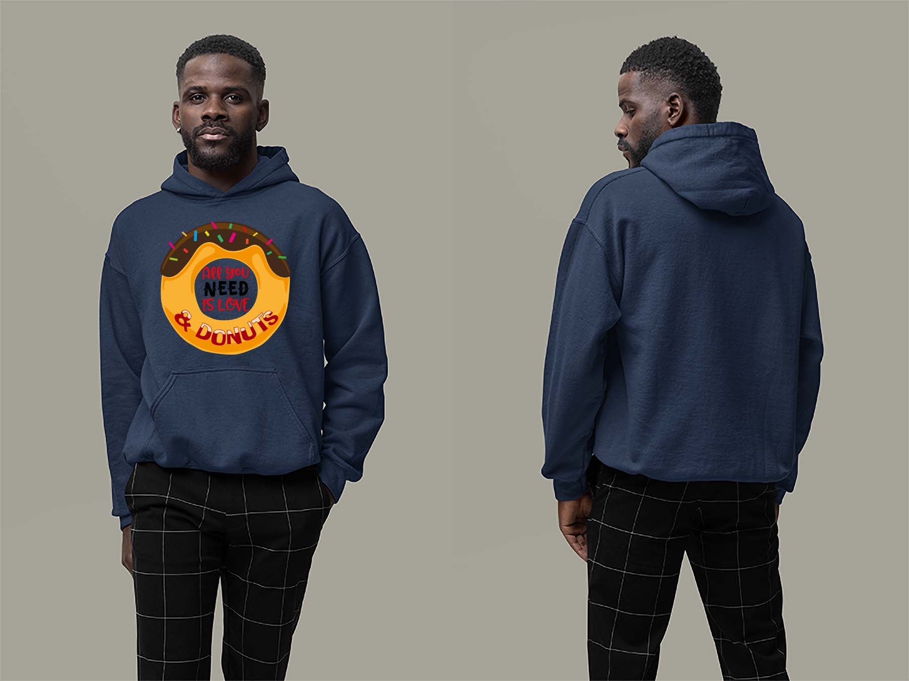 Fat Dave Love and Donuts Hoodie Small Navy
