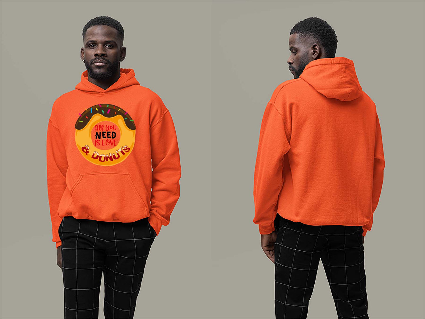 Fat Dave Love and Donuts Hoodie Small Orange