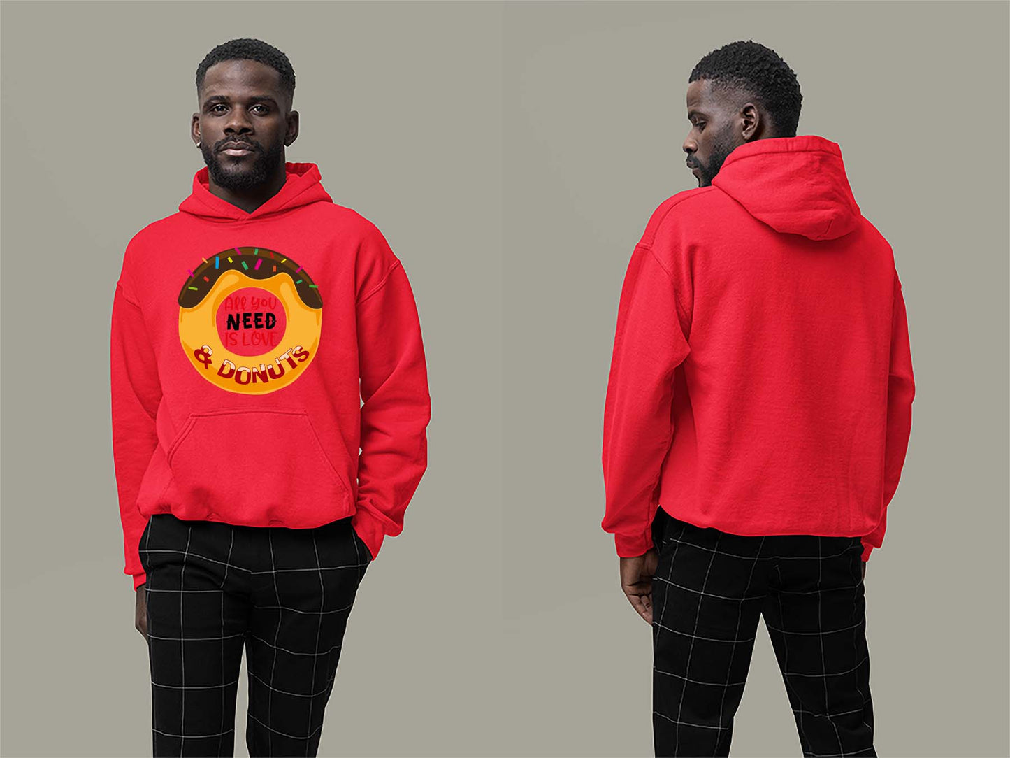 Fat Dave Love and Donuts Hoodie Small Red