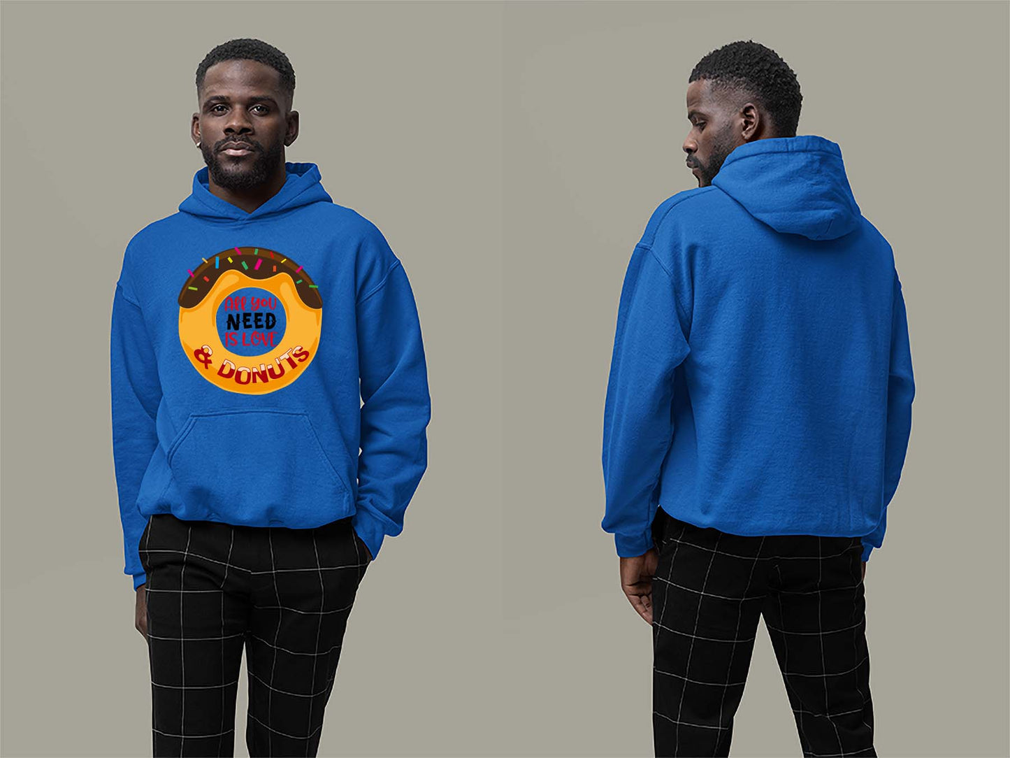 Fat Dave Love and Donuts Hoodie Small Royal