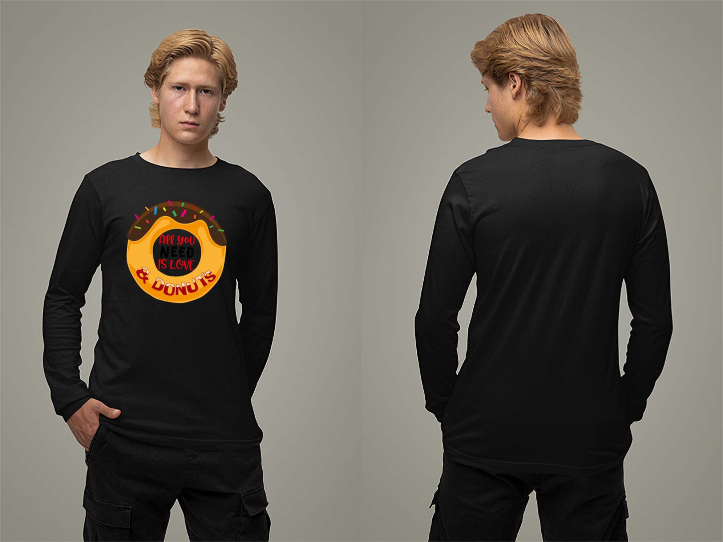 Fat Dave Love and Donuts Long Sleeve Small Black