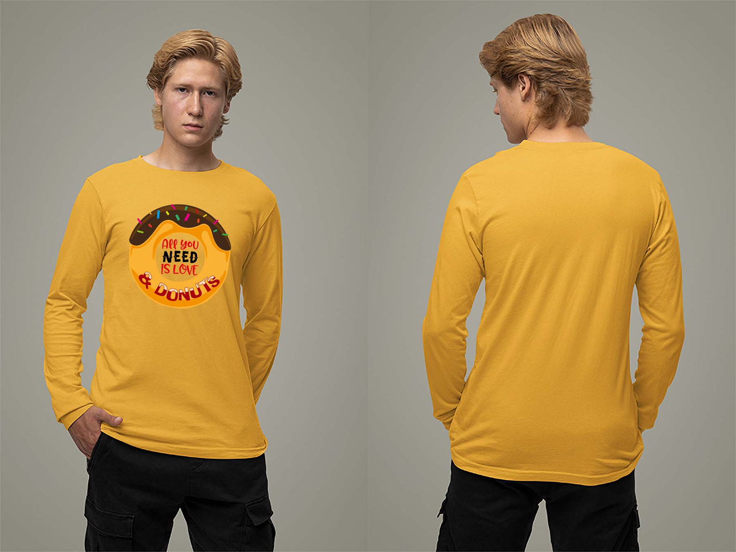 Fat Dave Love and Donuts Long Sleeve Small Gold
