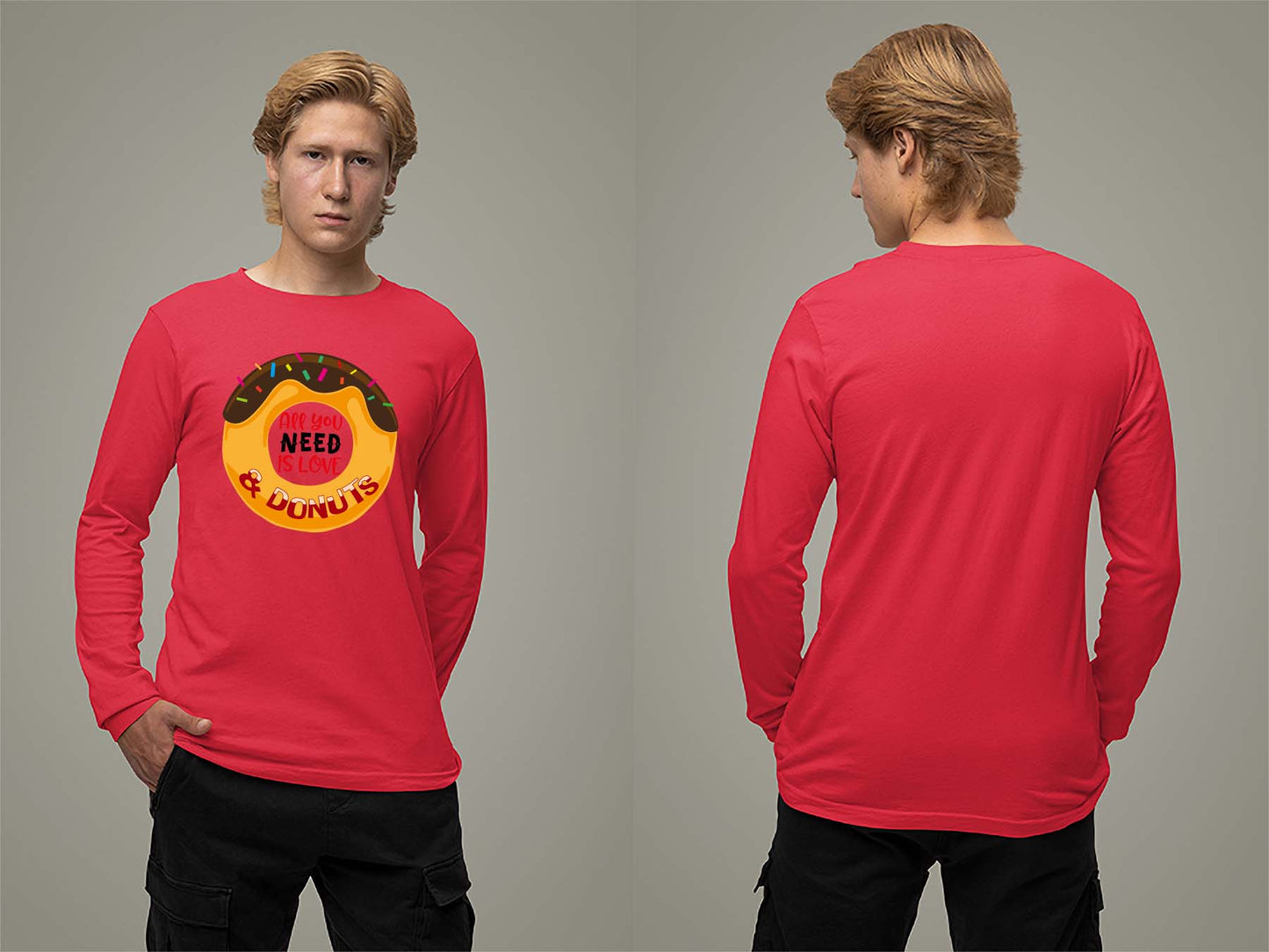Fat Dave Love and Donuts Long Sleeve Small Red