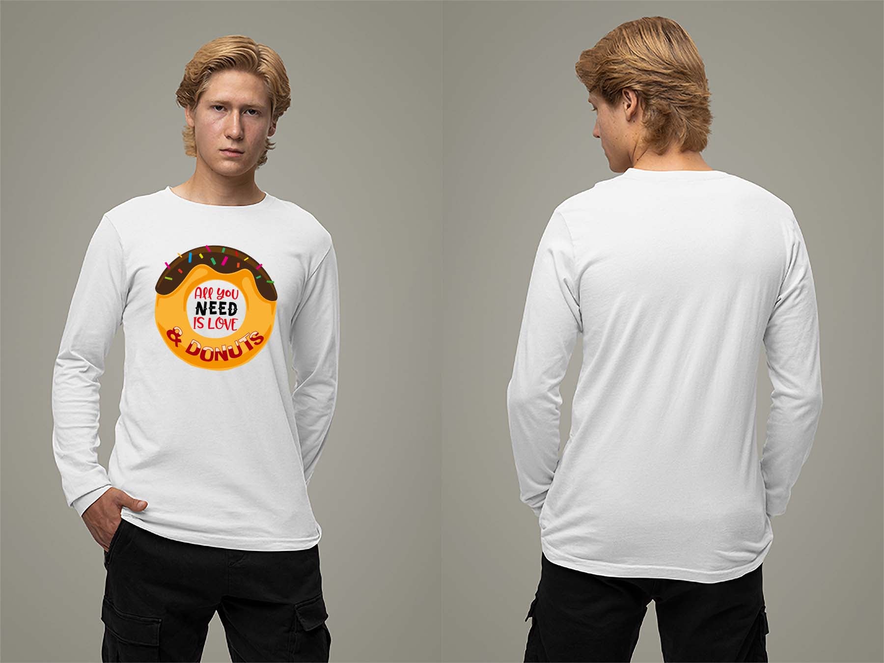 Fat Dave Love and Donuts Long Sleeve Small White