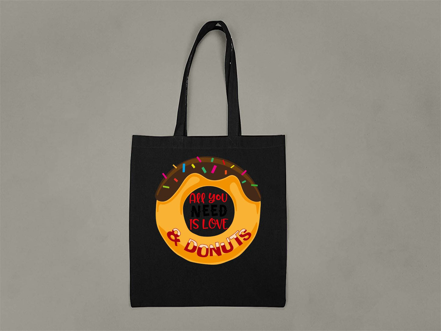 Fat Dave Love and Donuts Tote Bag  Black