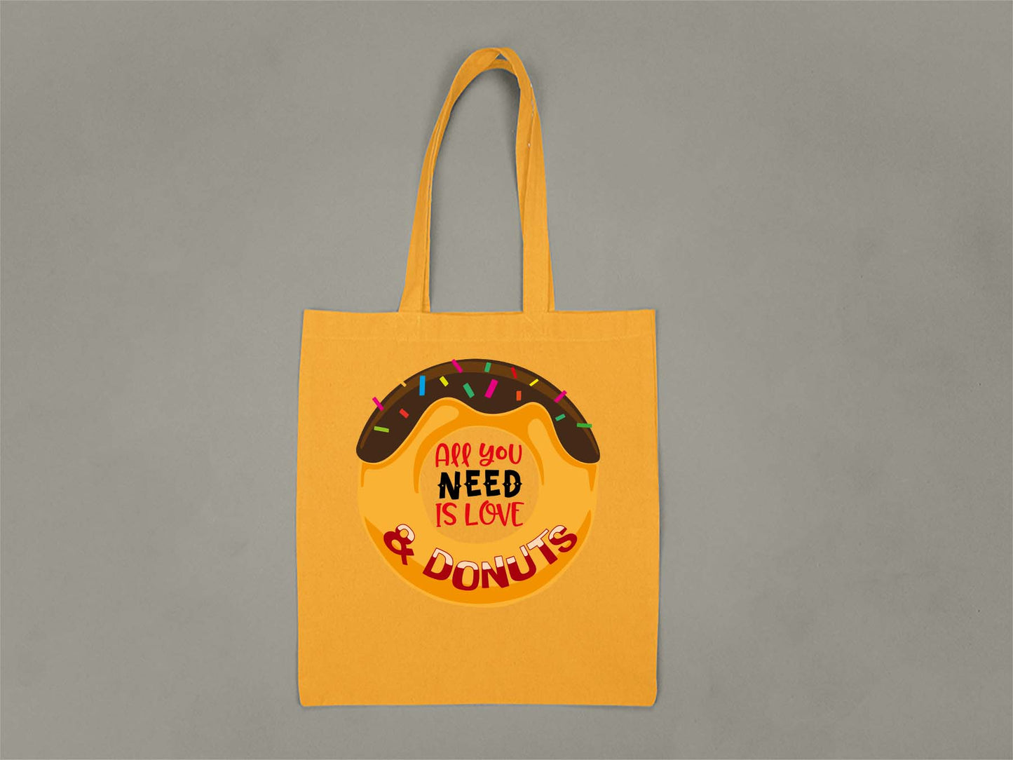 Fat Dave Love and Donuts Tote Bag  Gold
