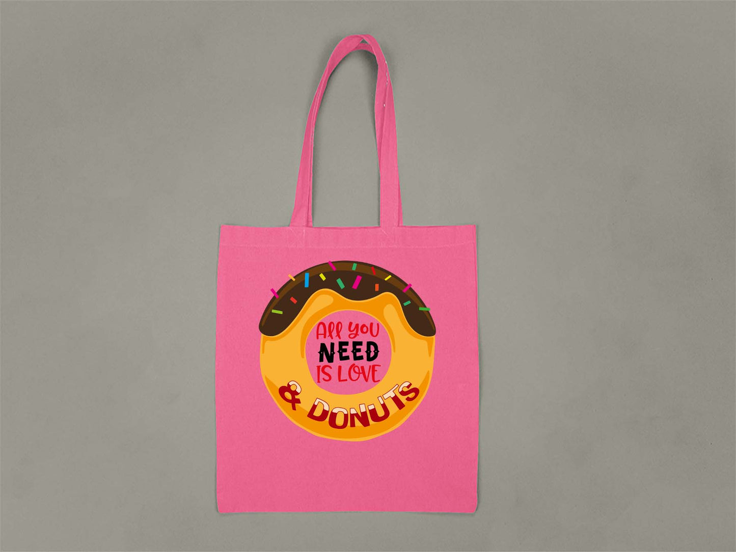 Fat Dave Love and Donuts Tote Bag  Hot Pink
