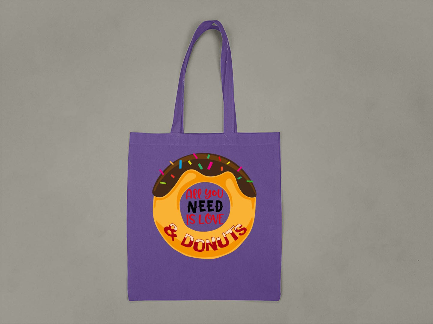 Fat Dave Love and Donuts Tote Bag  Purple