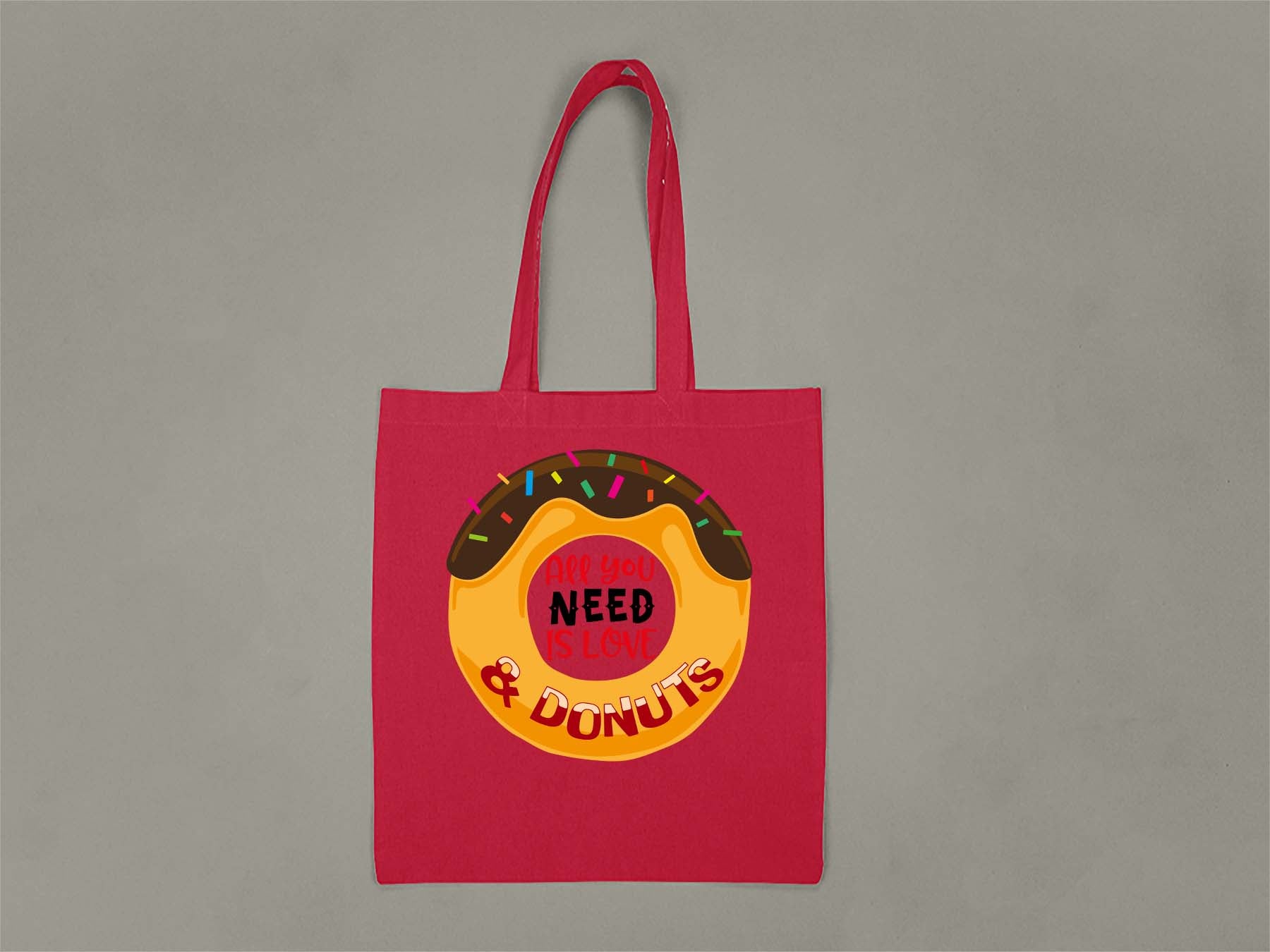 Fat Dave Love and Donuts Tote Bag  Red