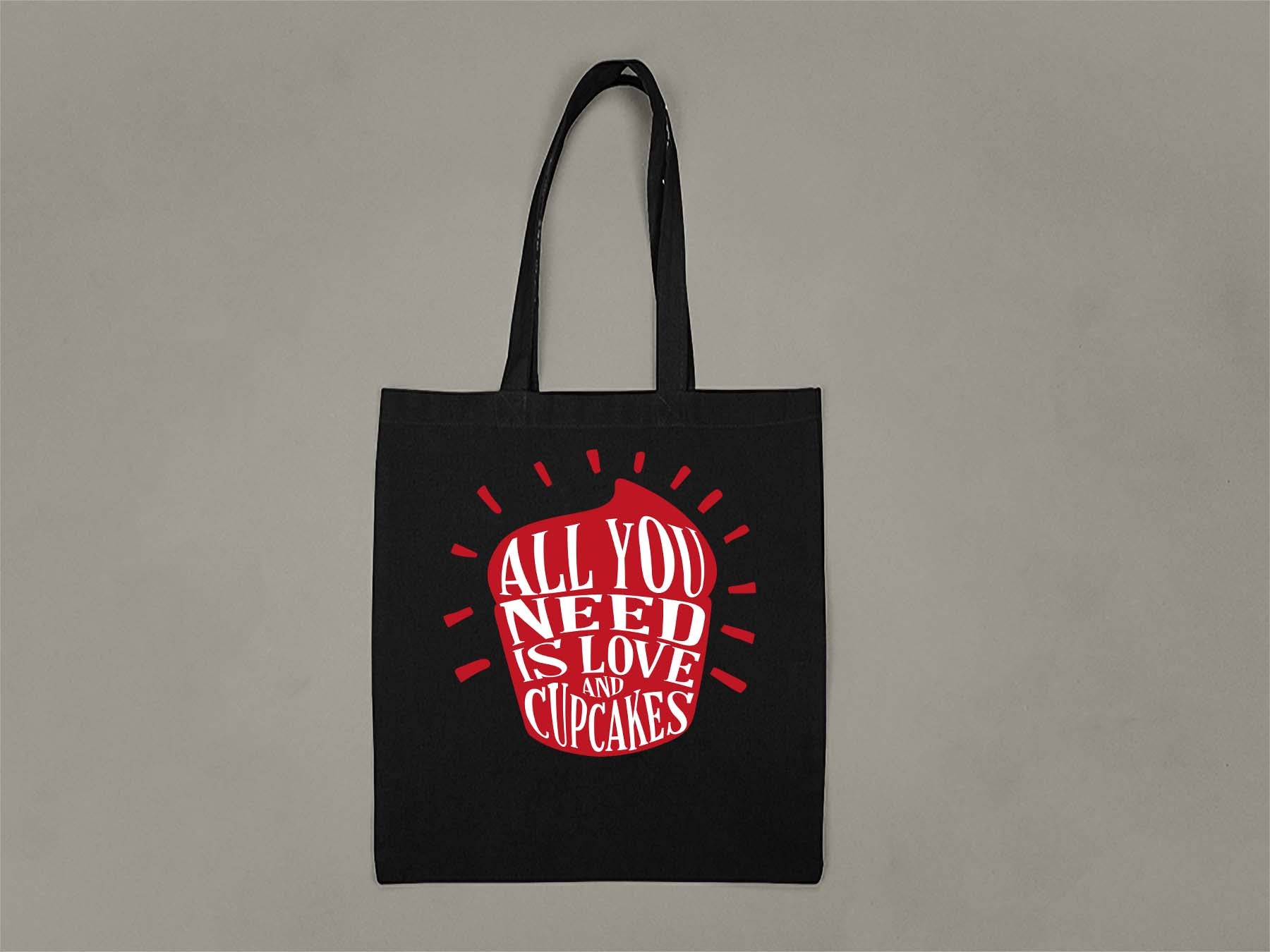 Fat Dave Love and Cupcakes Tote Bag  Black