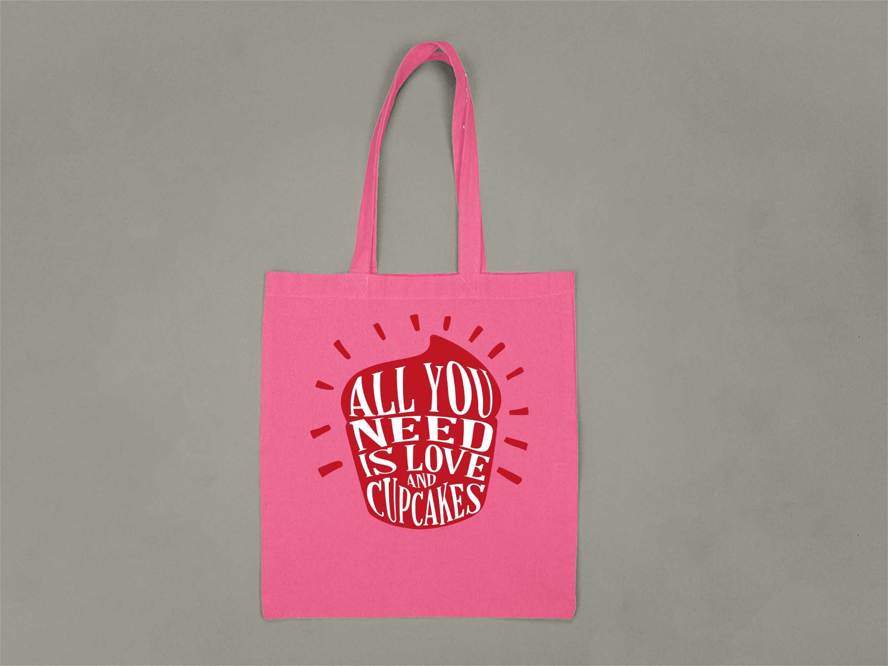 Fat Dave Love and Cupcakes Tote Bag  Hot Pink