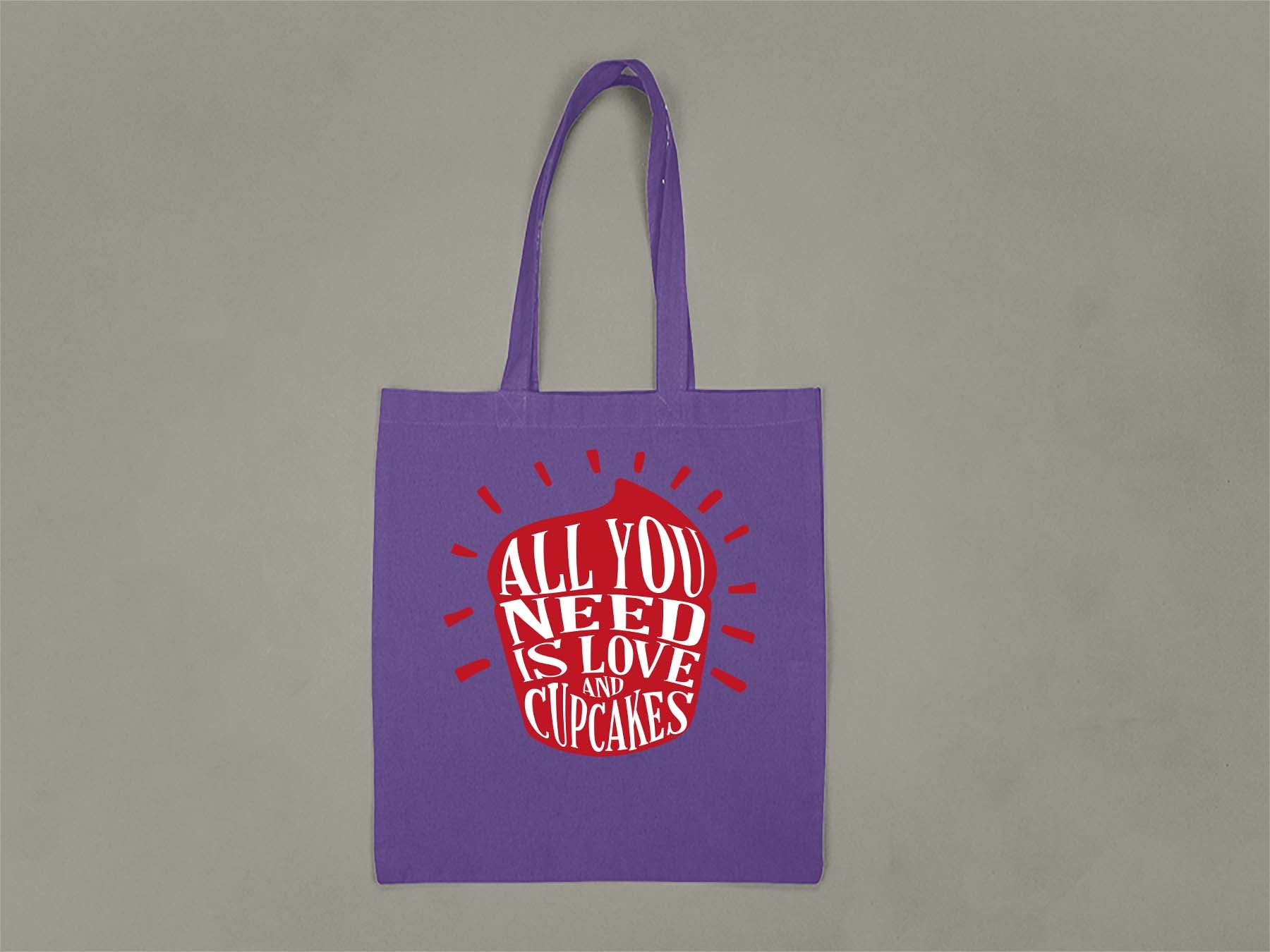 Fat Dave Love and Cupcakes Tote Bag  Purple