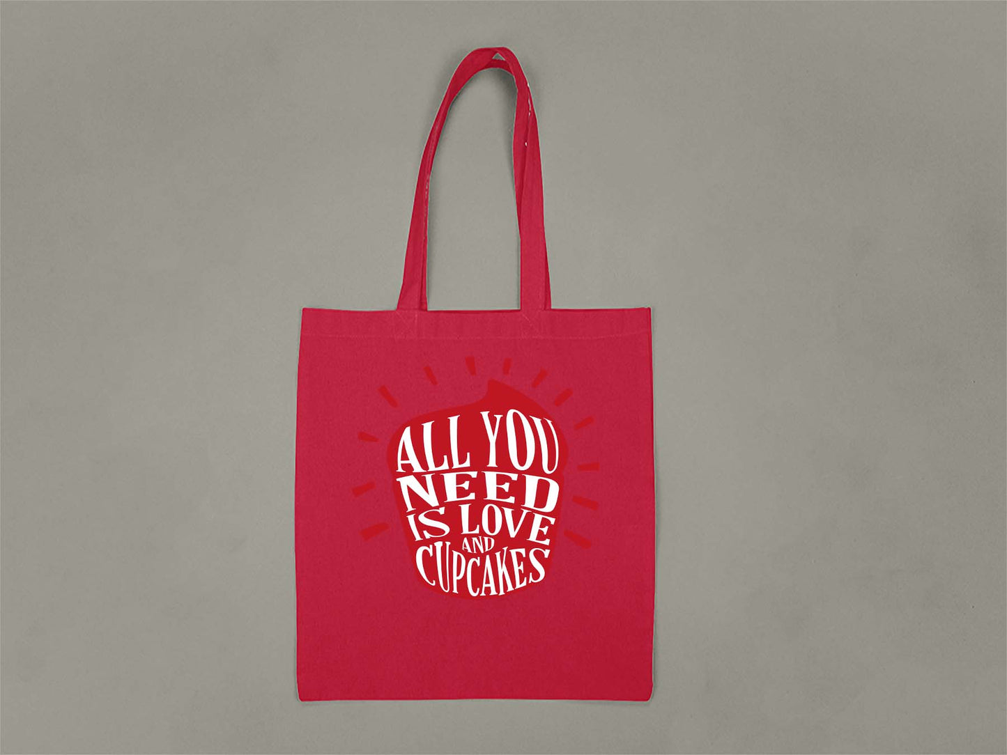 Fat Dave Love and Cupcakes Tote Bag  Red