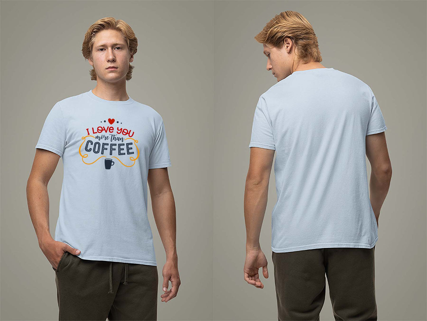 Fat Dave I Love You More Than Coffee T-Shirt Small Light Blue