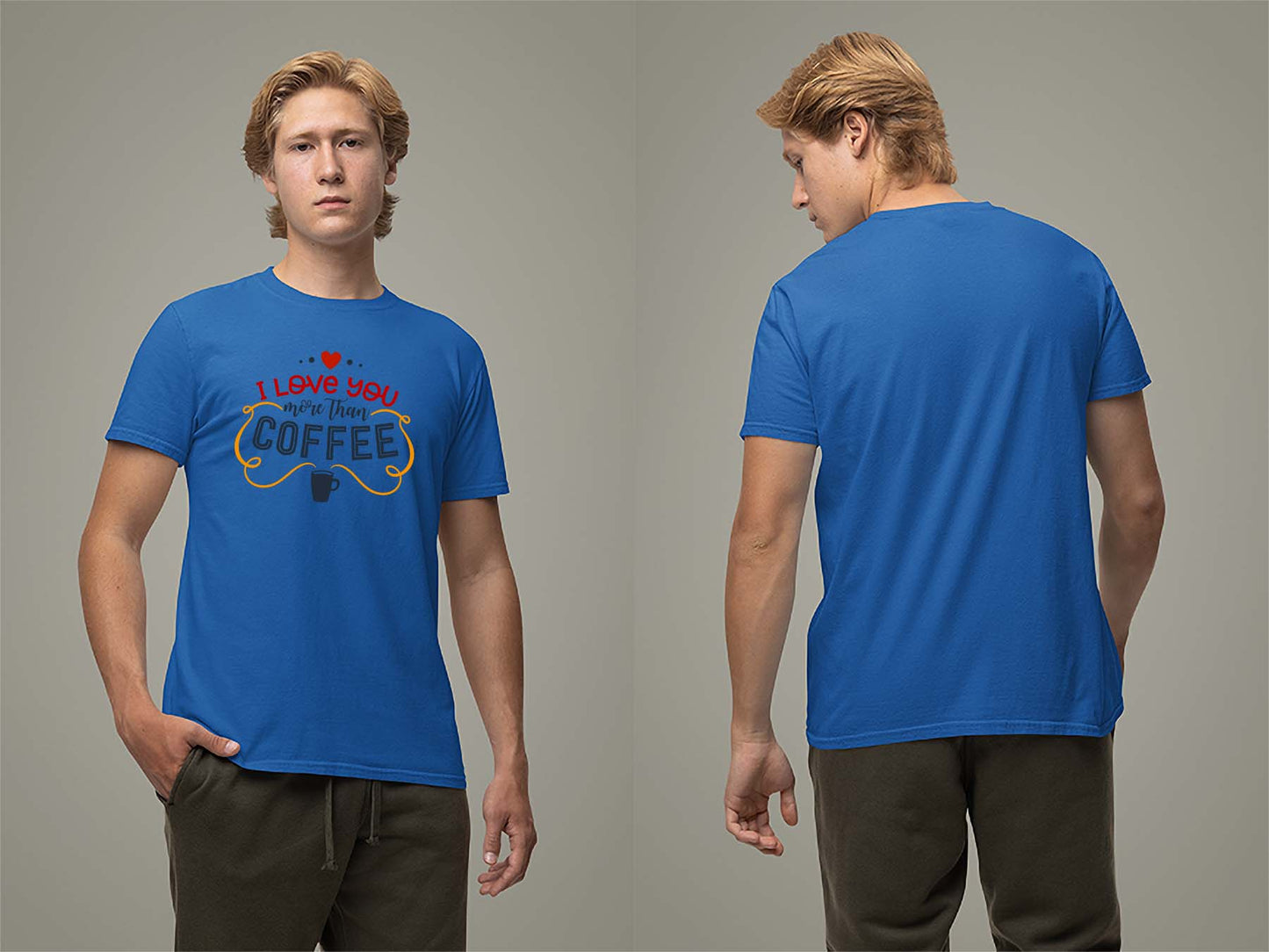 Fat Dave I Love You More Than Coffee T-Shirt Small Royal