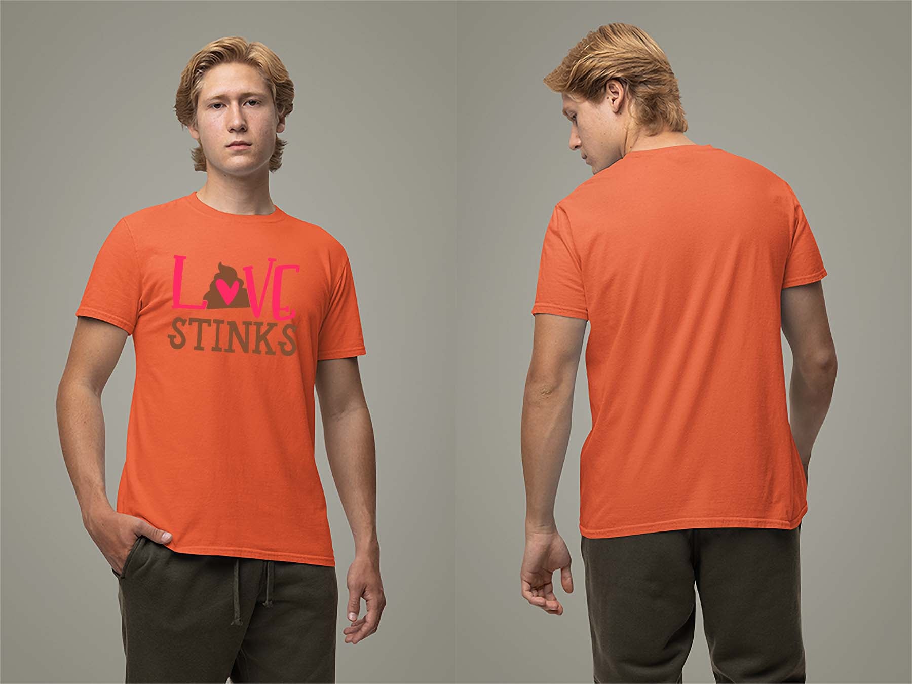 Fat Dave Love Stinks T-Shirt Small Orange