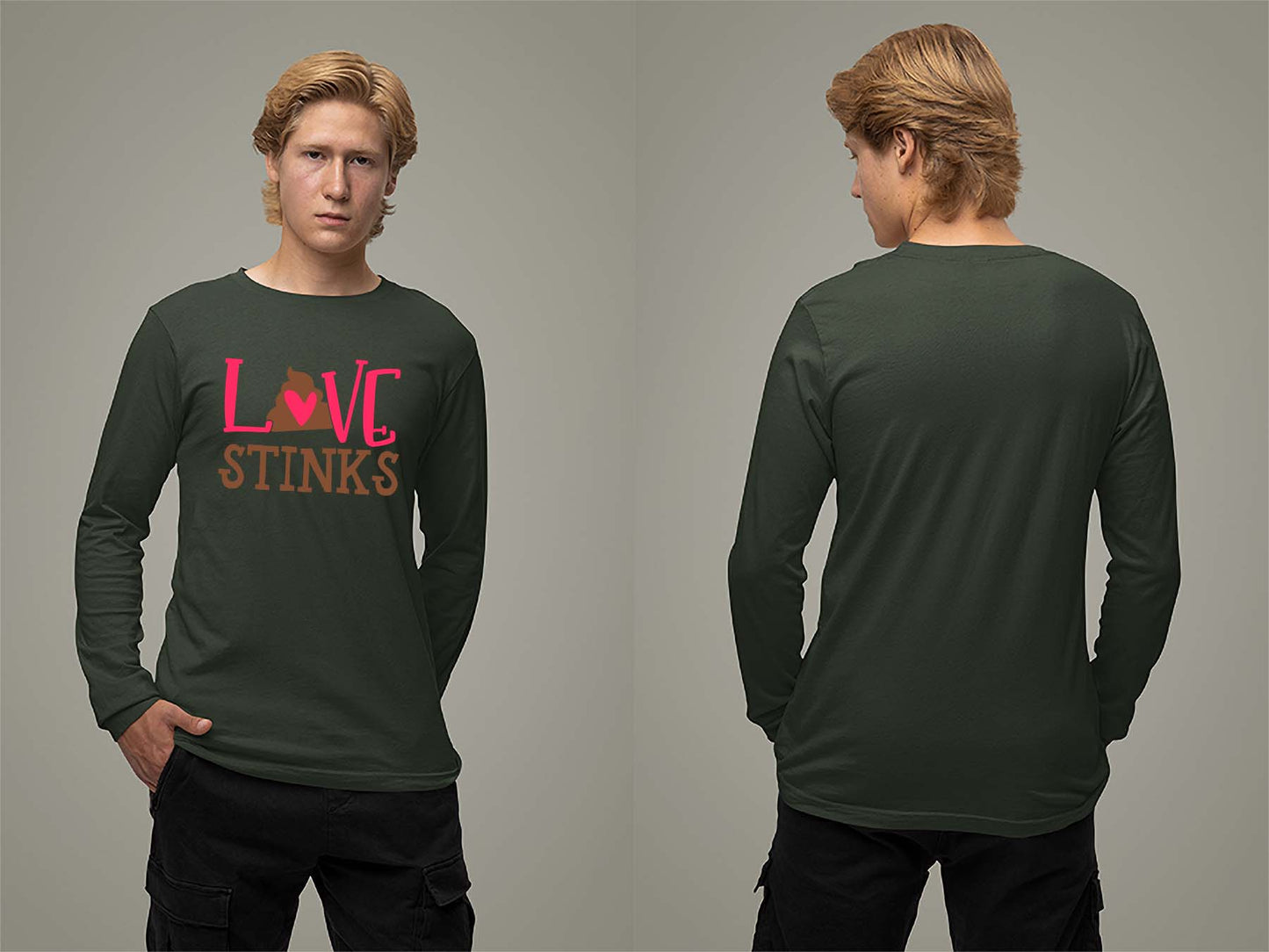 Fat Dave Love Stinks Long Sleeve Small Forest Green