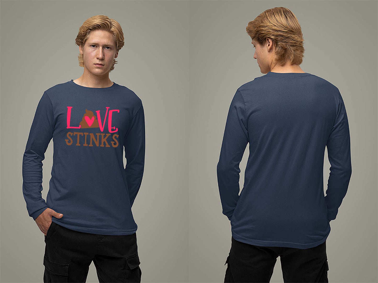 Fat Dave Love Stinks Long Sleeve Small Navy