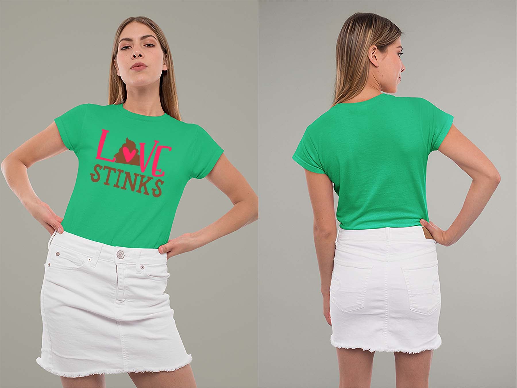 Fat Dave Love Stinks Ladies Crew (Round) Neck Shirt Small Irish Green