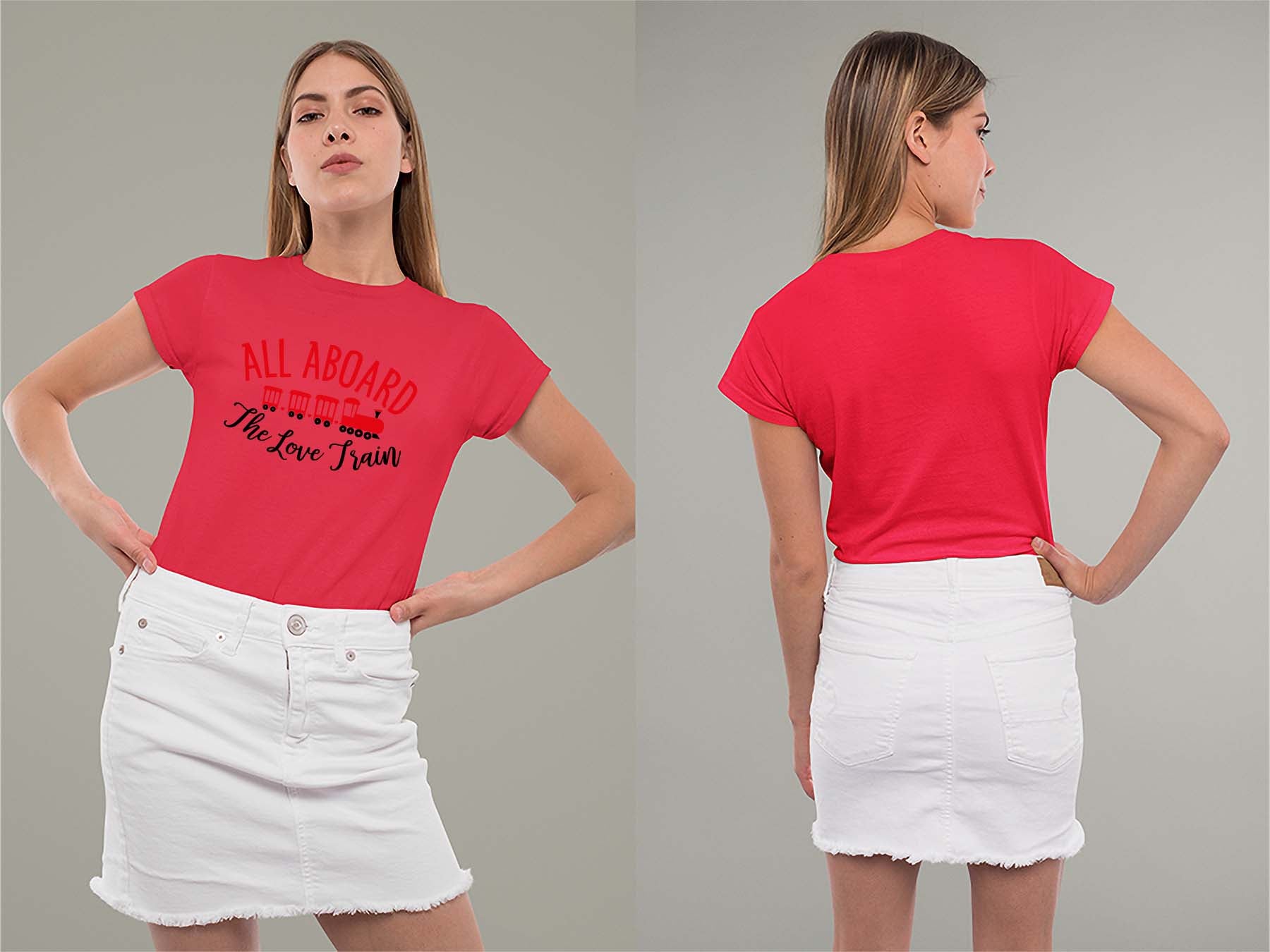 Fat Dave The Love Train Ladies Crew (Round) Neck Shirt Small Red
