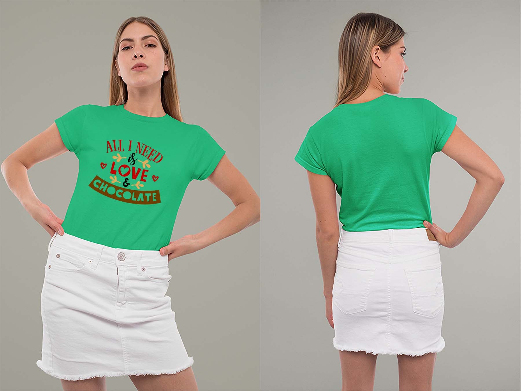 Fat Dave Love & Chocolate Ladies Crew (Round) Neck Shirt Small Irish Green
