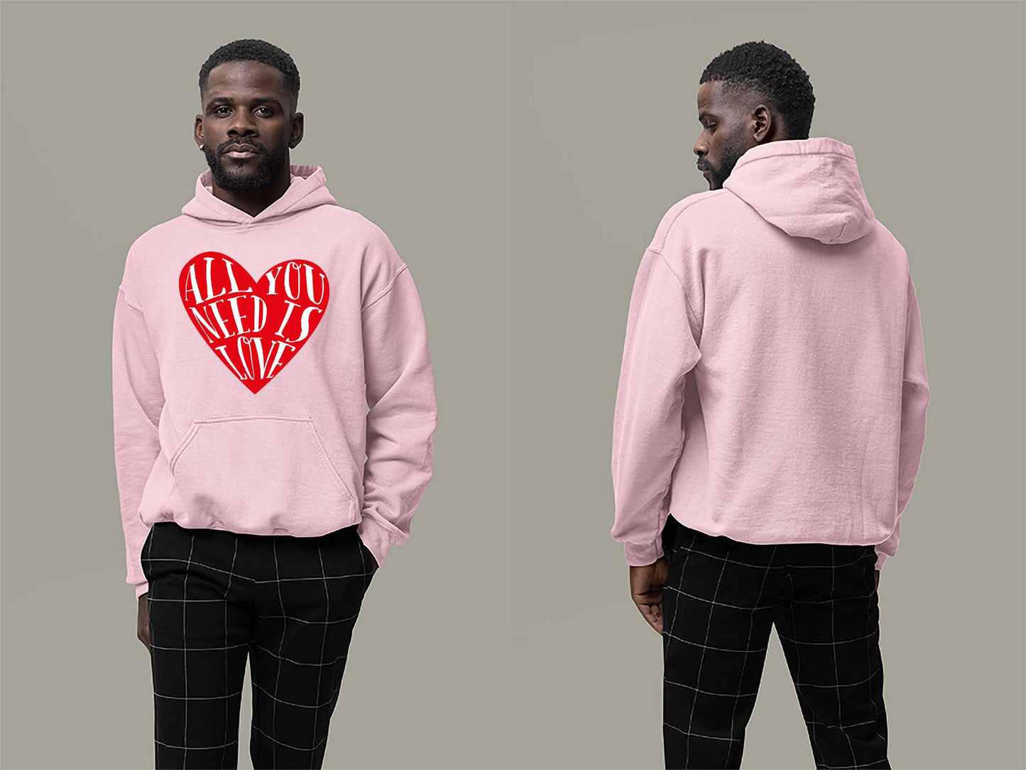 Fat Dave All You Need is Love Hoodie Small Light Pink