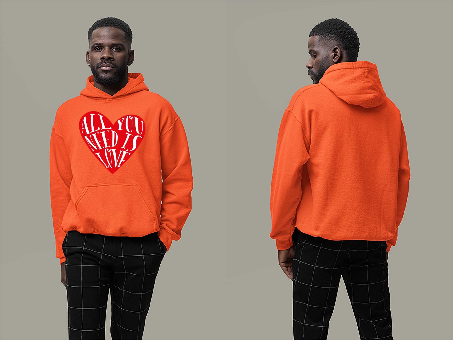 Fat Dave All You Need is Love Hoodie Small Orange