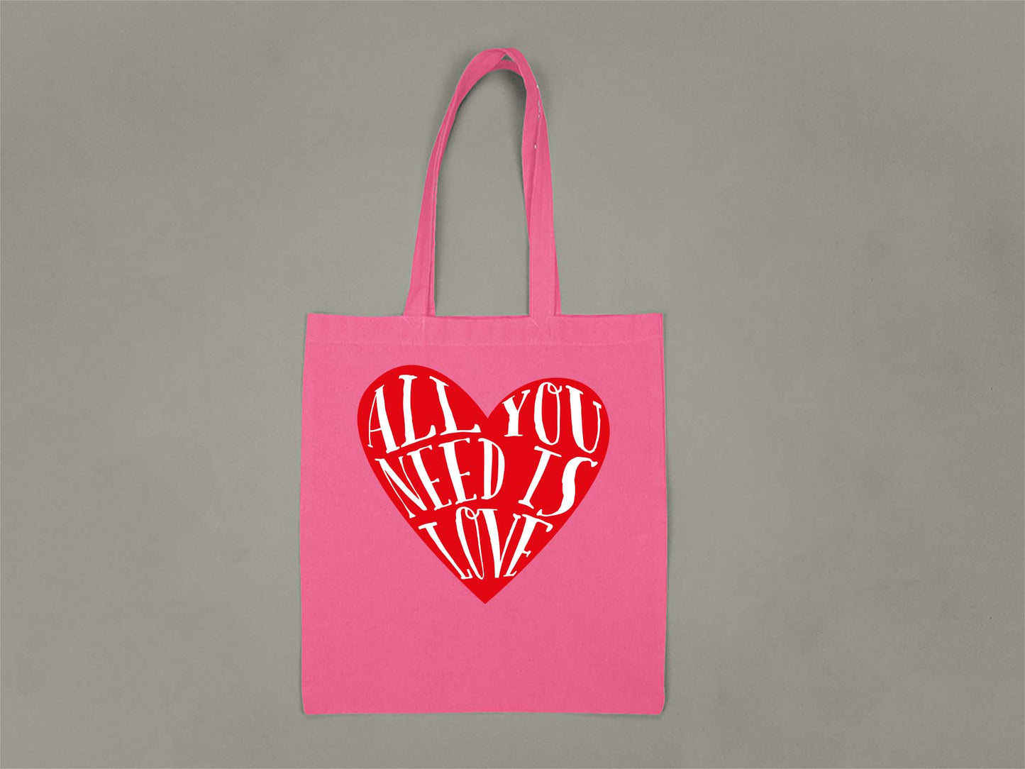 Fat Dave All You Need is Love Tote Bag  Hot Pink
