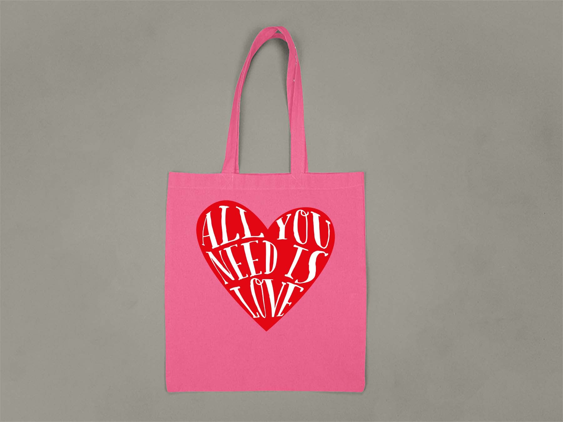 Fat Dave All You Need is Love Tote Bag  Hot Pink