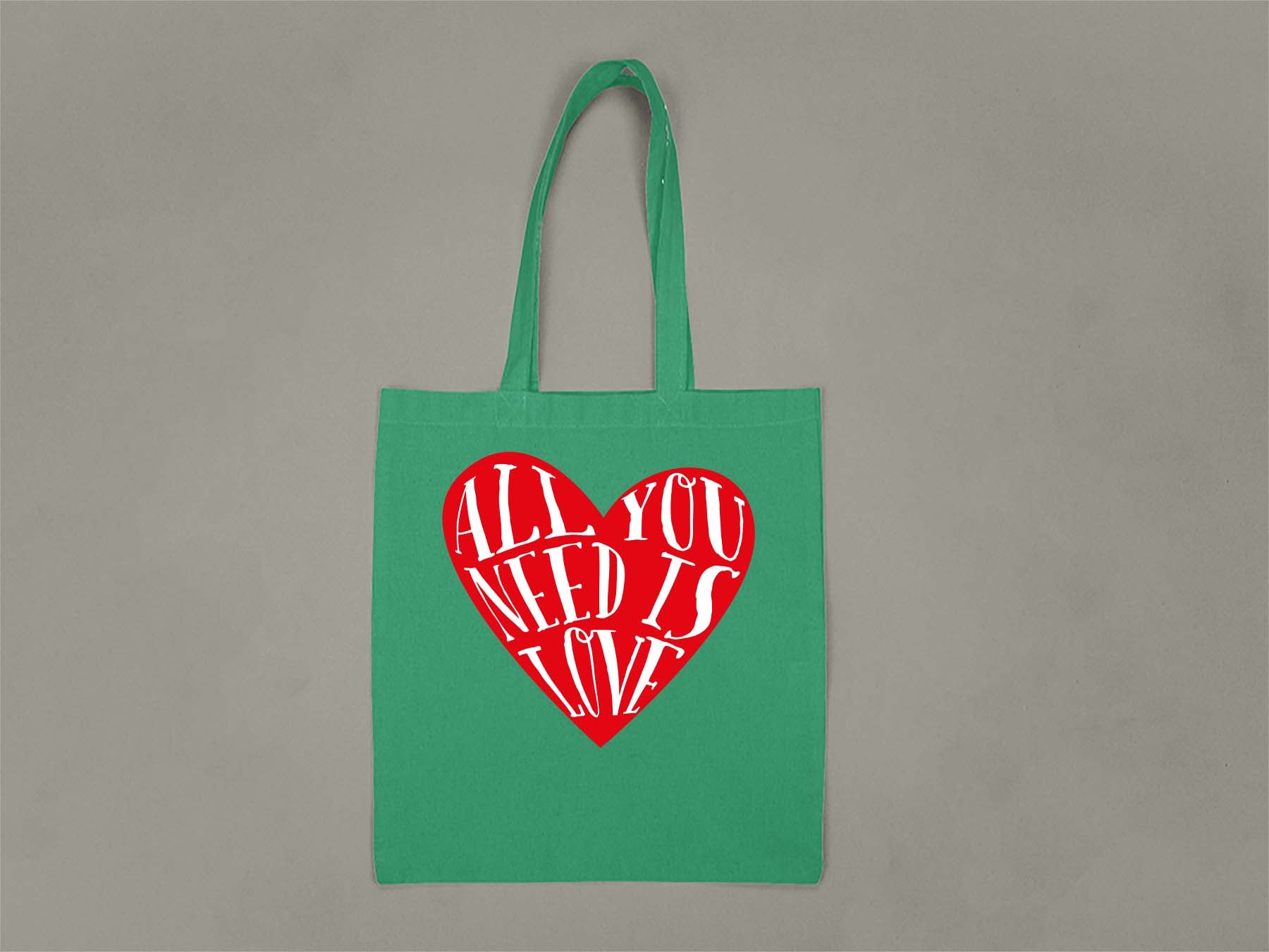Fat Dave All You Need is Love Tote Bag  Kelly Green