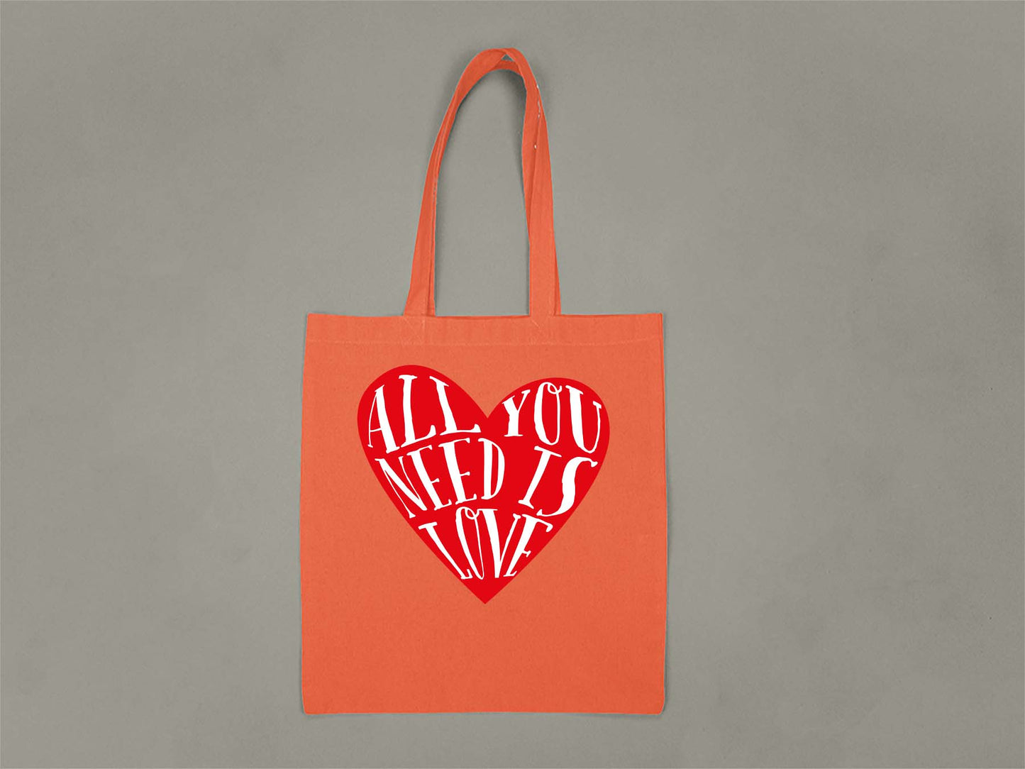 Fat Dave All You Need is Love Tote Bag  Orange