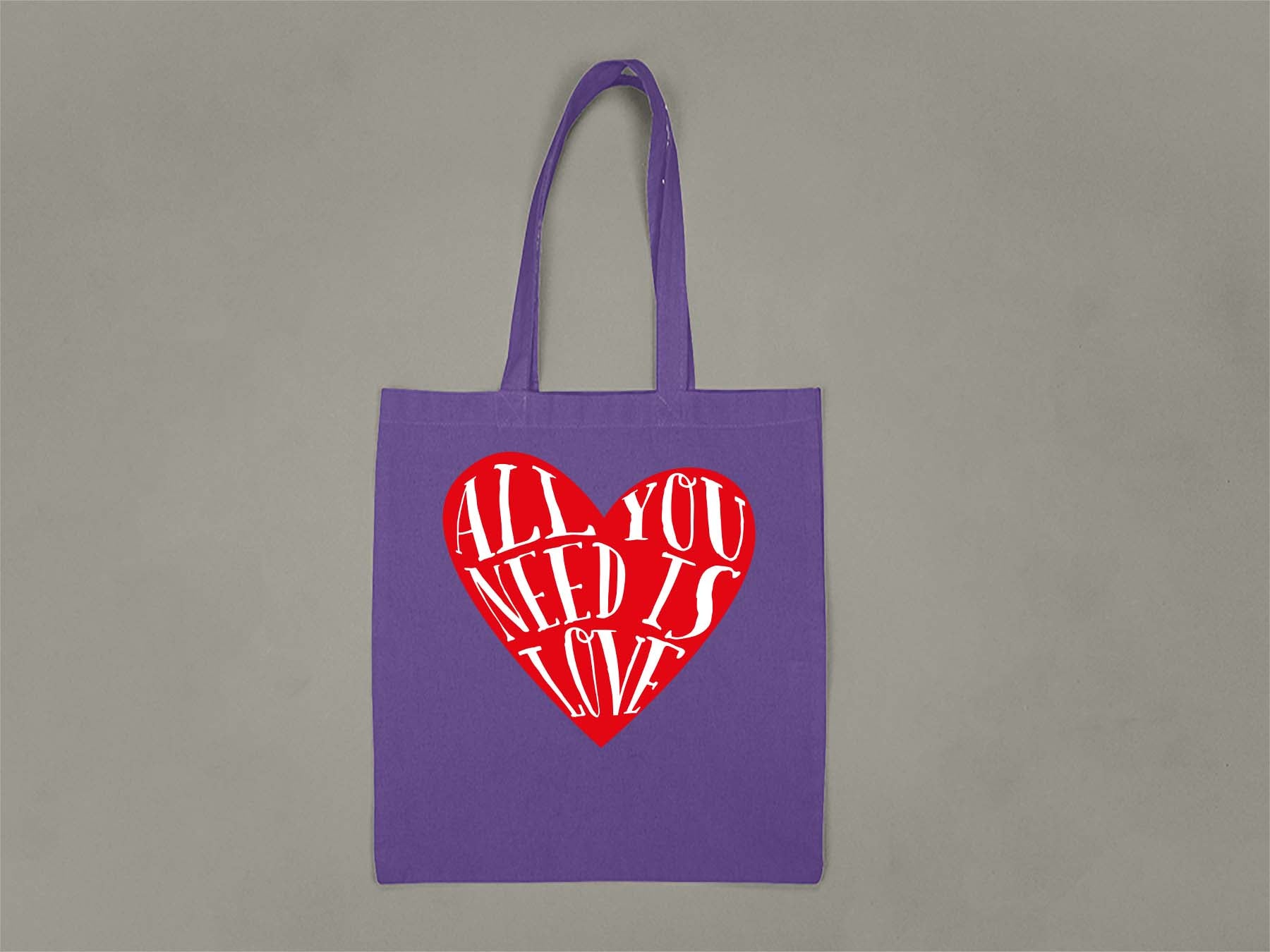 Fat Dave All You Need is Love Tote Bag  Purple