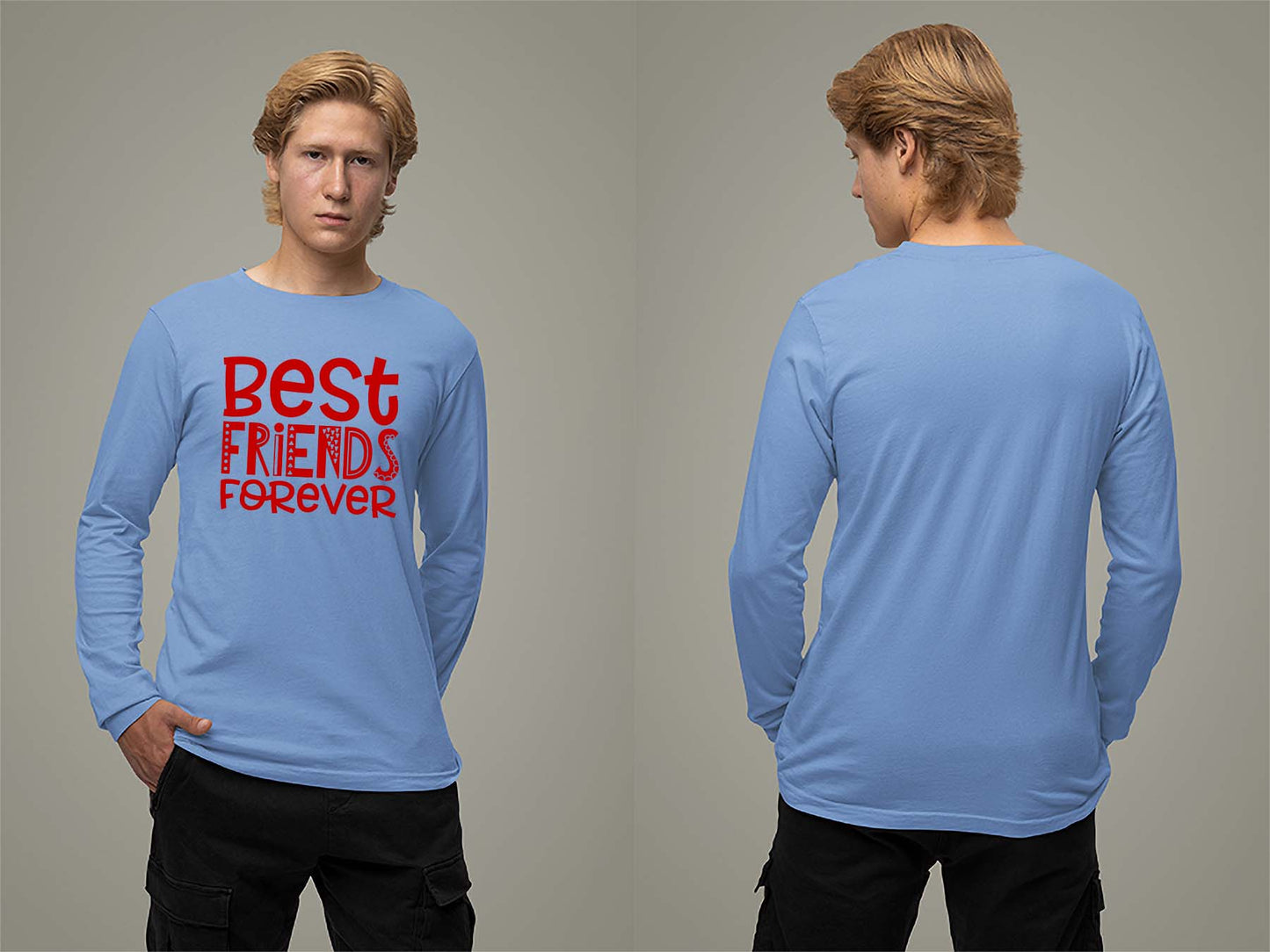 Fat Dave Best Friends Forever Long Sleeve Small Carolina Blue