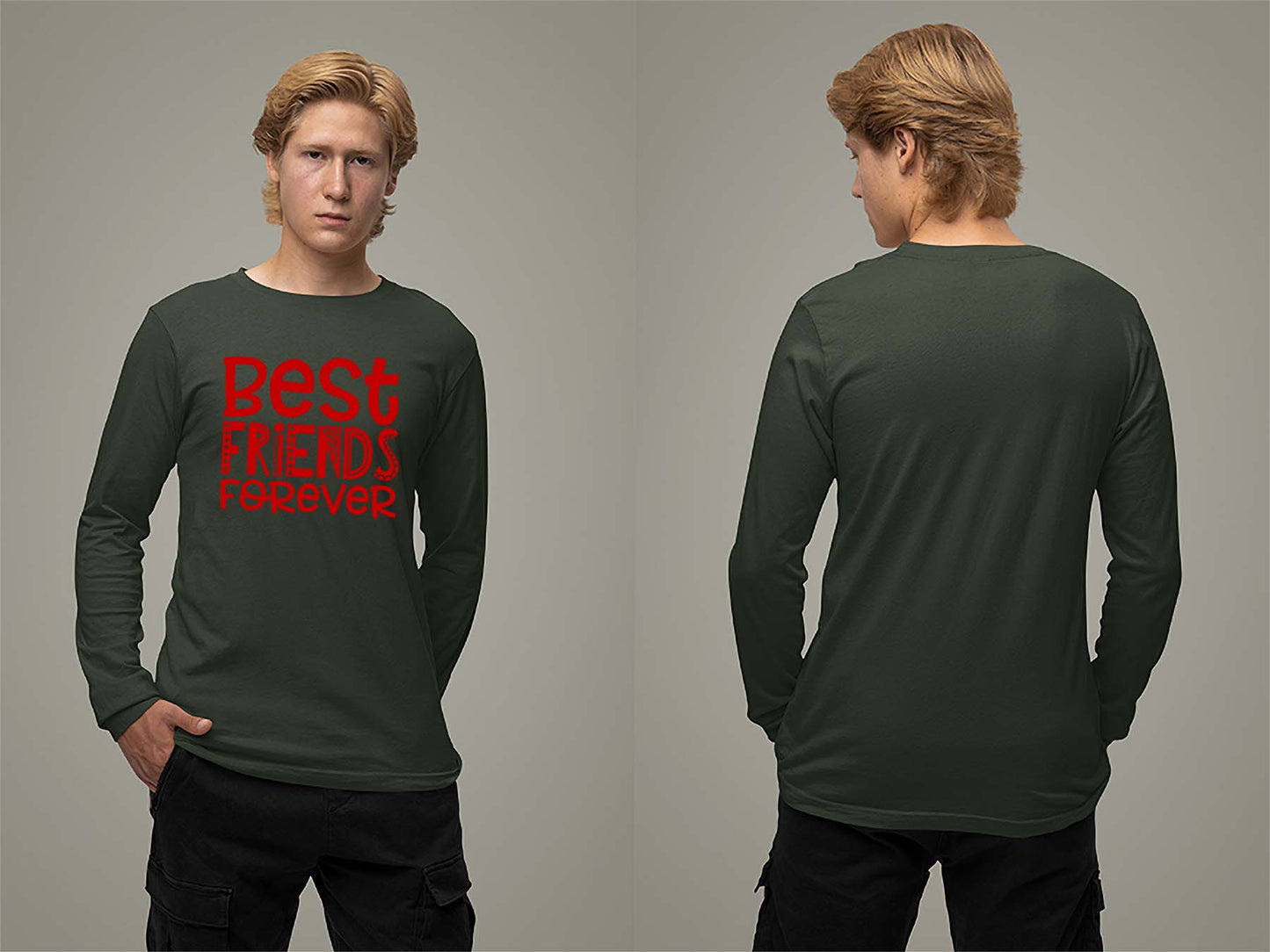 Fat Dave Best Friends Forever Long Sleeve Small Forest Green